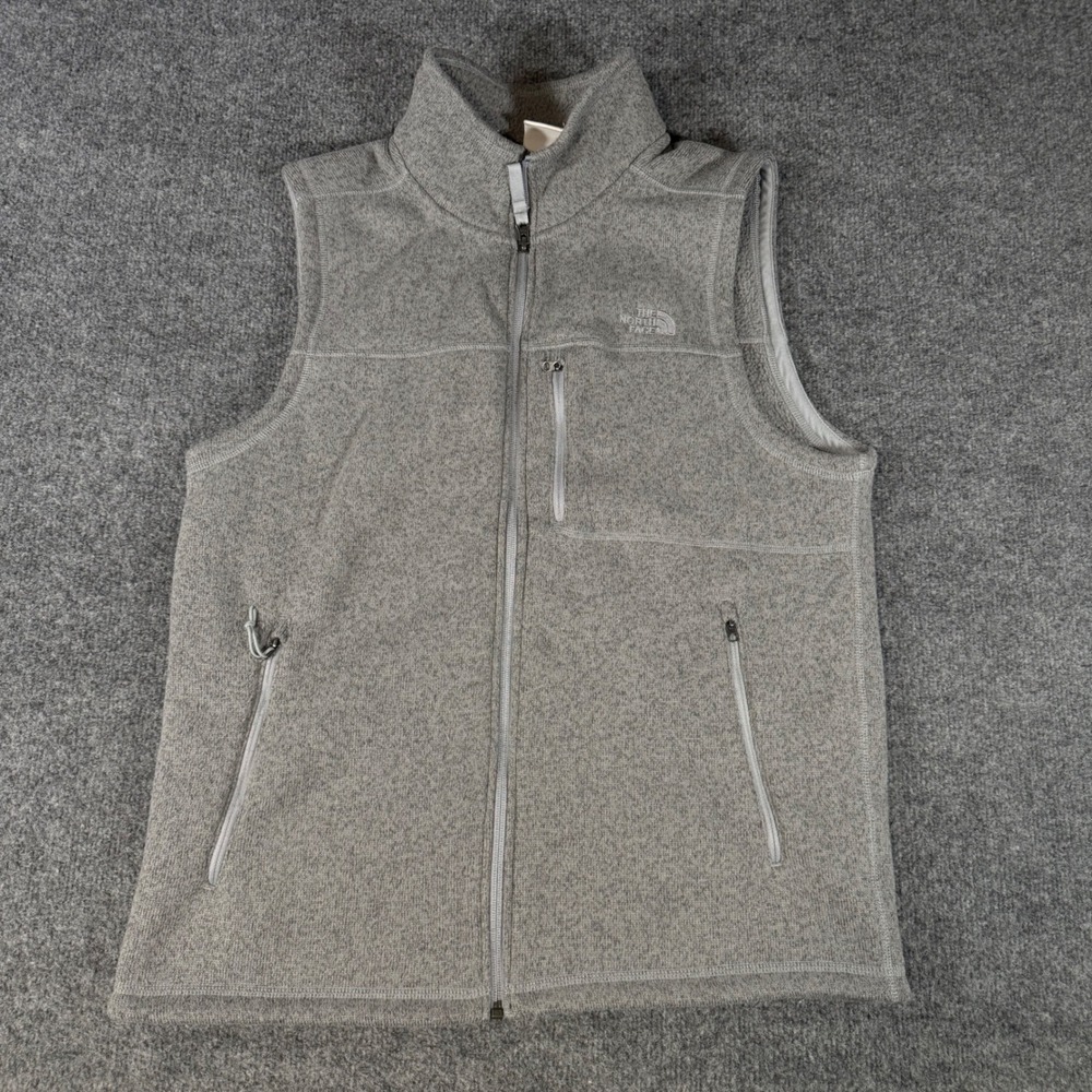 The North Face Gordon Lyons Fleece Vest Mens Medium Gray Full Zip Sweater Knit